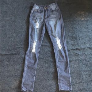 Fashion nova dark denim ripped jeans